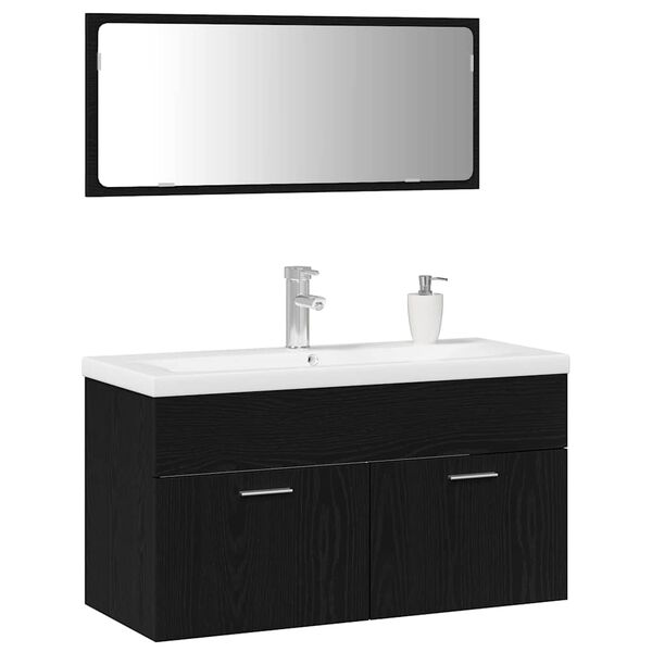 vidaXL Ensemble de mobilier de salle de bain 3 pcs Ch&ecirc;ne noir