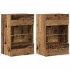 vidaXL Meubles muraux avec lumi&egrave;res LED pour TV 2 pcs vieux bois 40x30x60,5cm