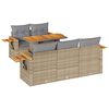 vidaXL Salon de jardin 6 pcs avec coussins beige r&eacute;sine tress&eacute;e acacia