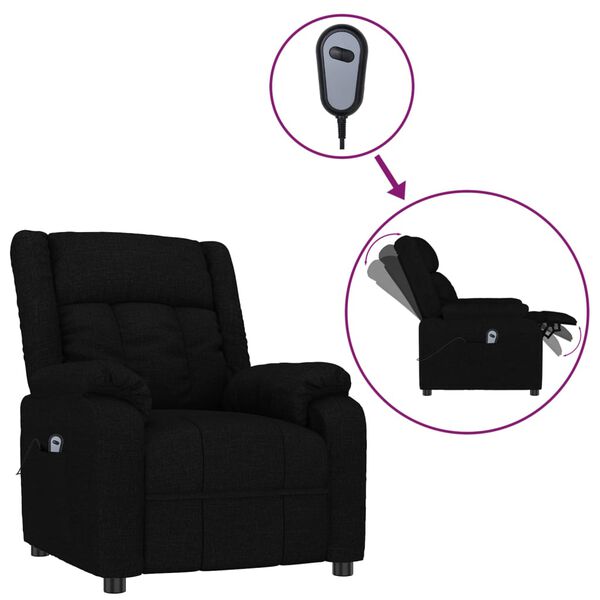 vidaXL Fauteuil inclinable &eacute;lectrique Noir Tissu