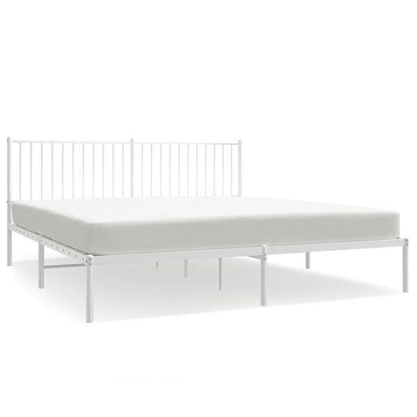 vidaXL Cadre de lit métal sans matelas et tête de lit blanc 183x213 cm