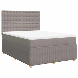 vidaXL Sommier &agrave; lattes de lit avec matelas Taupe 140x200 cm Tissu