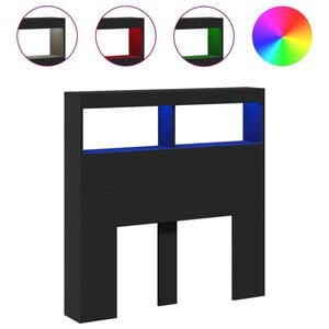 vidaXL Armoire t&ecirc;te de lit avec LED noir 100x17x102 cm