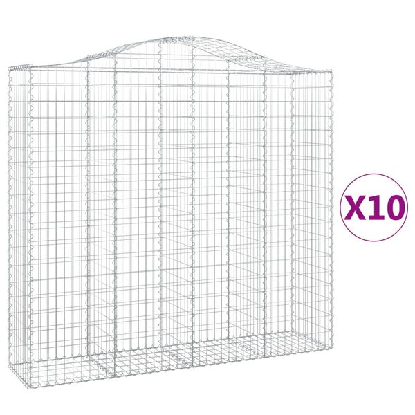 vidaXL Paniers &agrave; gabions arqu&eacute;s 10 pcs 200x50x180/200 cm Fer galvanis&eacute;