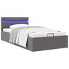 vidaXL Cadre de lit à rangement avec LED Gris Similicuir 90x200 cm