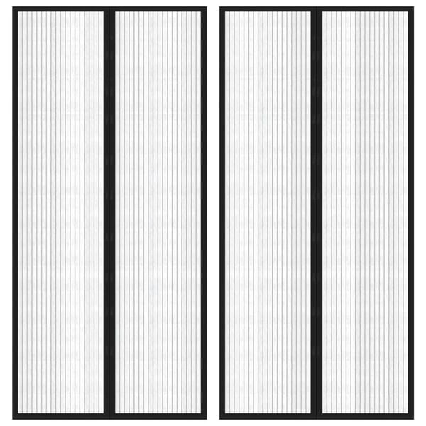 vidaXL Rideaux de porte anti-insectes 2 pcs et aimants noir 220x110 cm