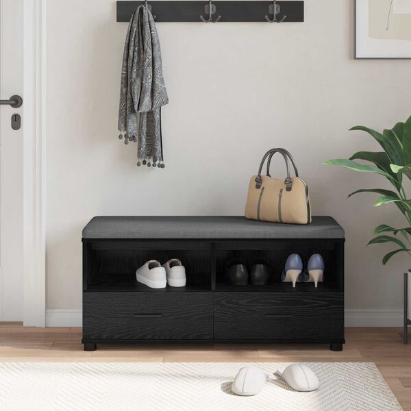 vidaXL Banc d'entr&eacute;e avec coussin Ch&ecirc;ne noir 100 x 38 x 46 cm