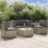 vidaXL Salon de jardin 5 pcs avec coussins Gris R&eacute;sine tress&eacute;e