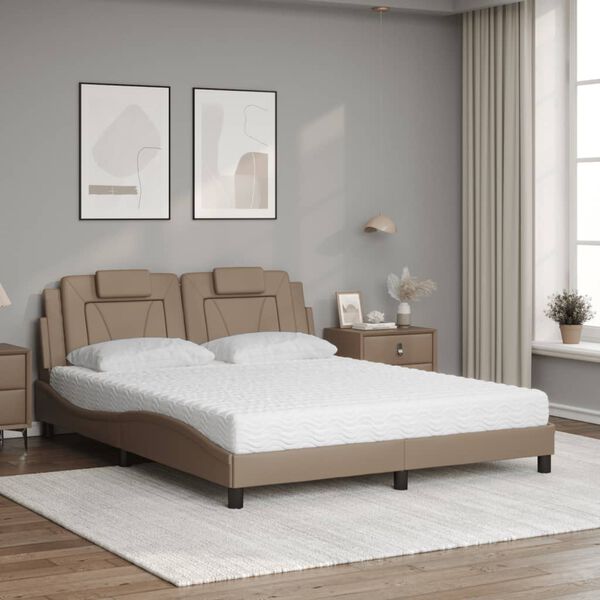 vidaXL Lit Viana avec matelas cappuccino 160x200 cm similicuir