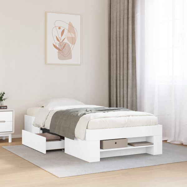 vidaXL Cadre de lit sans matelas blanc 90x190 cm bois d'ing&eacute;nierie