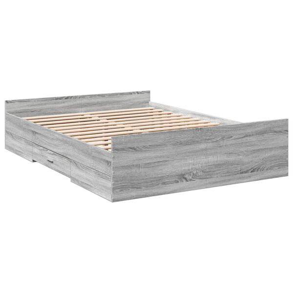 vidaXL Cadre de lit avec tiroirs sans matelas sonoma gris 120x200 cm