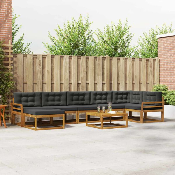 vidaXL Ensemble de canap&eacute;s d'ext&eacute;rieur 8 pcs Naturel et Anthracite