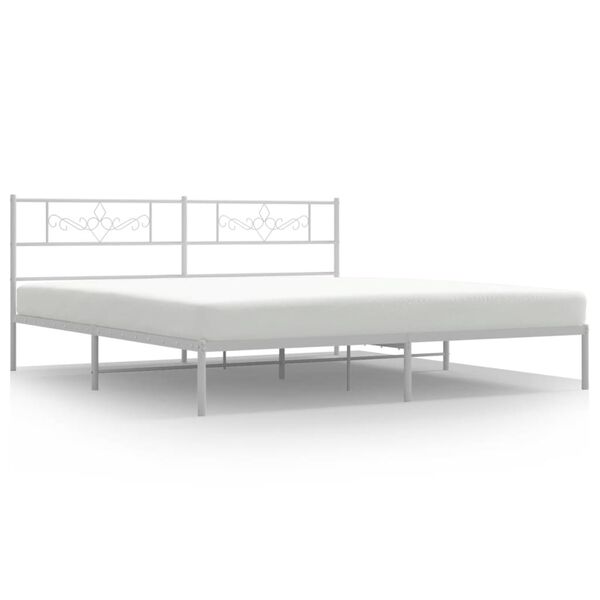 vidaXL Cadre de lit m&eacute;tal sans matelas et t&ecirc;te de lit blanc 200x200 cm