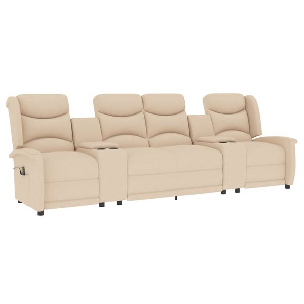 vidaXL Fauteuil de massage inclinable et porte-gobelets 4 places cr&egrave;me