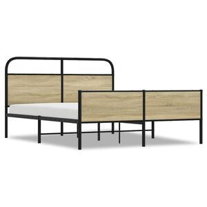 vidaXL Cadre de lit en m&eacute;tal sans matelas ch&ecirc;ne sonoma 150x200 cm