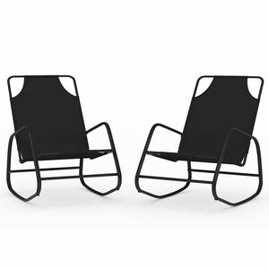 vidaXL Chaises longues &agrave; bascule 2 pcs Noir Acier et textil&egrave;ne
