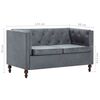 vidaXL Canap&eacute; Chesterfield &agrave; 2 places Rev&ecirc;tement en tissu Gris