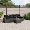vidaXL Salon de jardin 5 pcs avec coussins noir r&eacute;sine tress&eacute;e