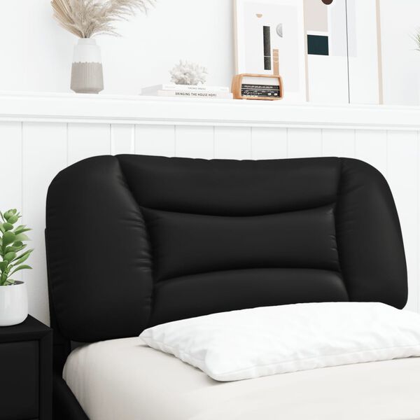vidaXL Coussin de t&ecirc;te de lit Hvar noir 90 cm similicuir