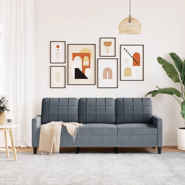 vidaXL Canapé à 3 places Gris foncé 180 cm Velours