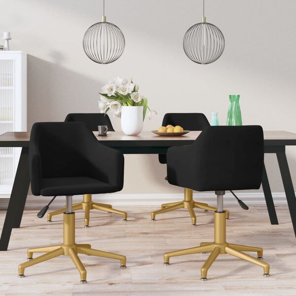 vidaXL Chaises &agrave; manger pivotantes lot de 4 Noir Velours