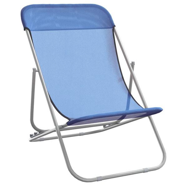 vidaXL Chaises plage pliantes lot de 2 textil&egrave;ne acier enduit poudre