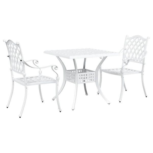 vidaXL Ensemble de tables de jardin 3 pcs Blanc Aluminium coul&eacute;