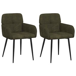 vidaXL Chaises de salle &agrave; manger 2 pc Simili daim Vert arm&eacute;e