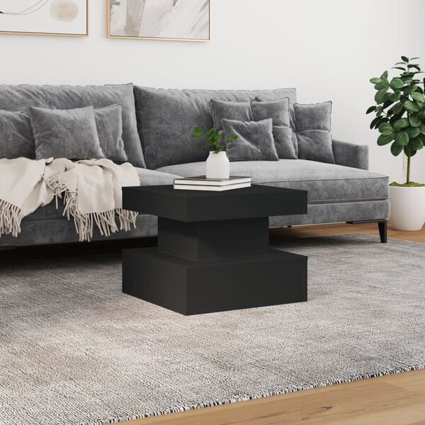 vidaXL Table basse avec lumières LED noir 50x50x40 cm