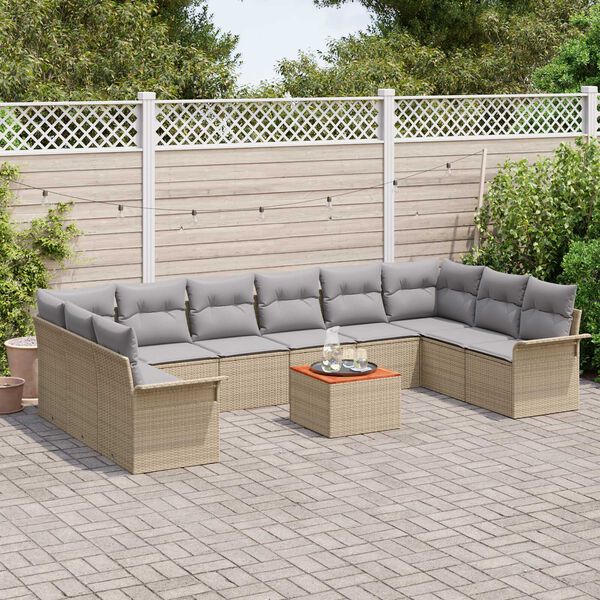 vidaXL Ensemble de canap&eacute; de jardin 11 pcs Beige et Gris clair