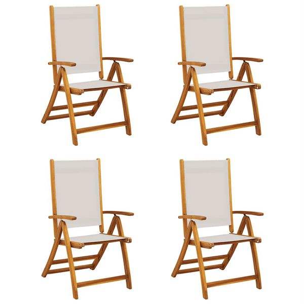 vidaXL Chaises pliables de jardin lot de 4 bois d'acacia et textil&egrave;ne