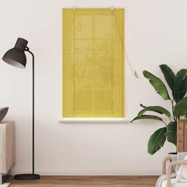 vidaXL Store enrouleur avec des rideaux Jaune 90 x 160 cm Bambou