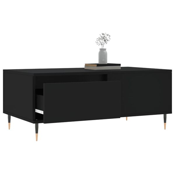 vidaXL Table basse Noir 90x50x36,5 cm Bois d'ing&eacute;nierie