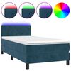 vidaXL Sommier &agrave; lattes de lit avec matelas et LED Bleu fonc&eacute; 80x200cm