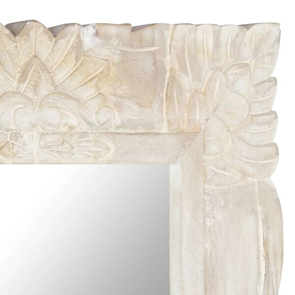 vidaXL Miroir Blanc 110x50 cm Bois de manguier massif
