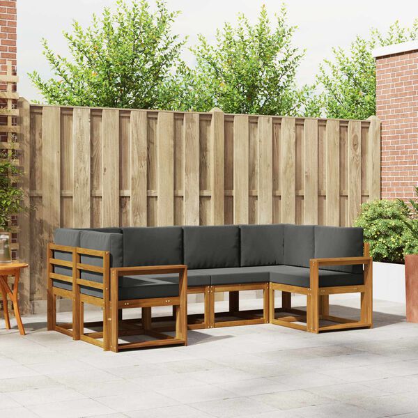 vidaXL Ensemble de canap&eacute;s d'ext&eacute;rieur 6 pcs Naturel et Anthracite