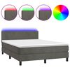 vidaXL Sommier &agrave; lattes de lit avec matelas LED Gris fonc&eacute; 140x200 cm