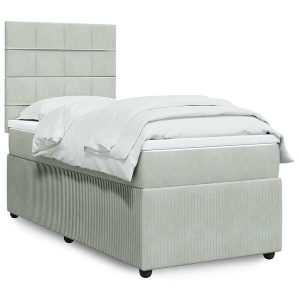 vidaXL Sommier &agrave; lattes de lit et matelas Gris clair 90x190 cm Velours