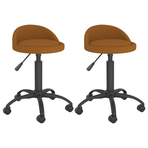 vidaXL Chaises pivotantes &agrave; manger lot de 2 Marron Velours