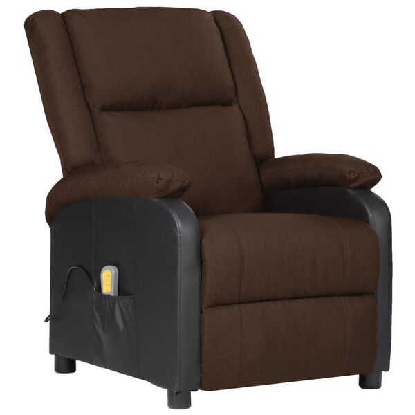 vidaXL Fauteuil de massage électrique marron foncé similicuir et tissu