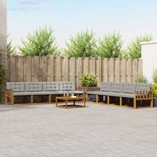 vidaXL Ensemble de canap&eacute;s d'ext&eacute;rieur 9 pcs Gris Naturel et Clair