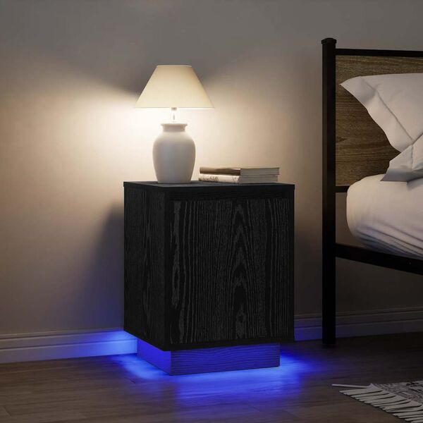 VidaXL Tables de chevet avec lumi&egrave;res LED 2 pcs noir 38x34x50 cm