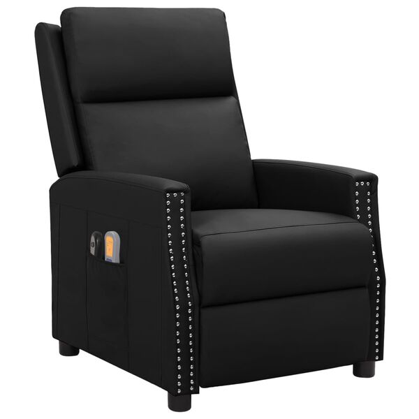 vidaXL Fauteuil électrique de massage Noir Similicuir