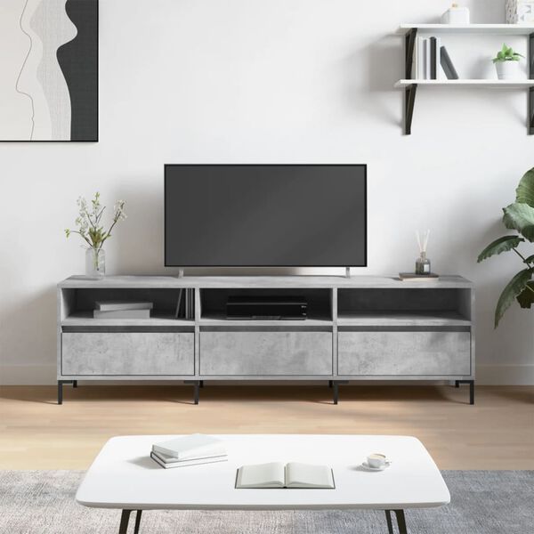 vidaXL Meuble TV gris b&eacute;ton 150x30x44,5 cm bois d'ing&eacute;nierie