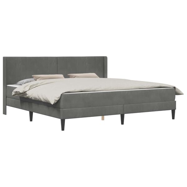 vidaXL Cadre de lit avec matelas Gris fonc&eacute; 200 x 200 cm Velours