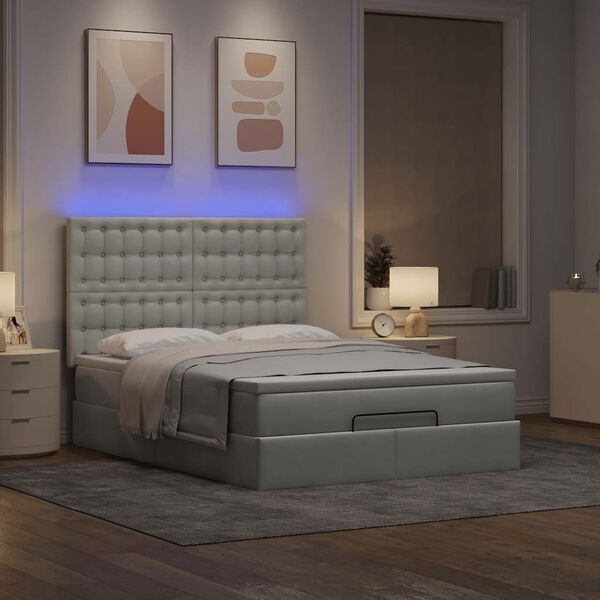 vidaXL Cadre de lit ottoman et matelas gris clair 140x190 velours