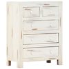vidaXL Armoire &agrave; tiroirs Blanc 58x30x75 cm Bois d'acacia massif