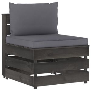 vidaXL Canap&eacute; central sectionnel avec coussins Bois impr&eacute;gn&eacute; de gris