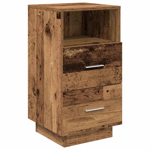 vidaXL Table de chevet avec 2 tiroirs vieux bois 36x36x68 cm