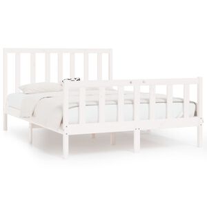 vidaXL Cadre de lit sans matelas blanc 140x190 cm bois massif